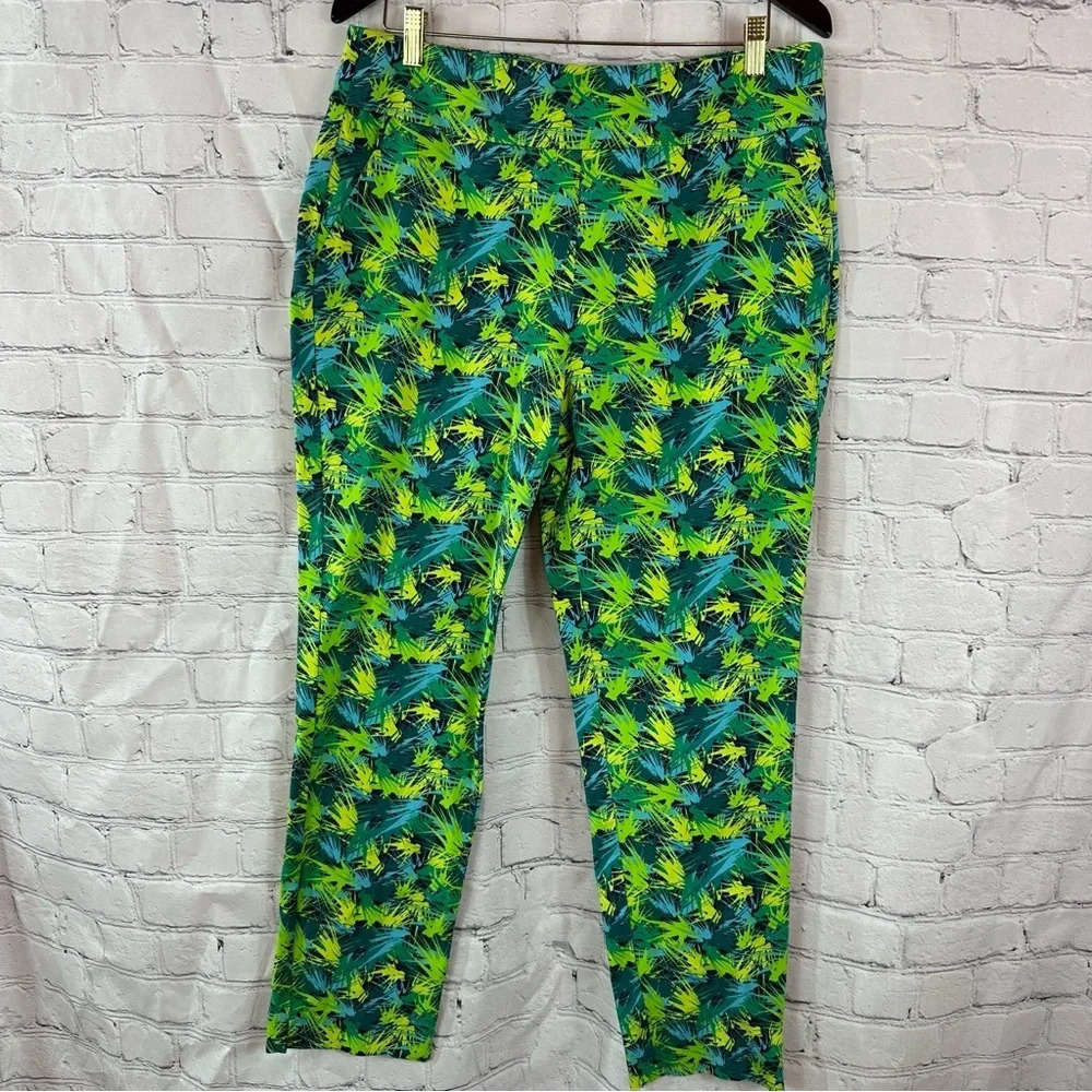 soft surroundings bright tropical abstract print blues greens sz large